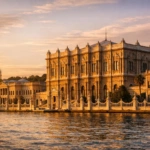 Dolmabahçe Palace on the Bosphorus at sunset